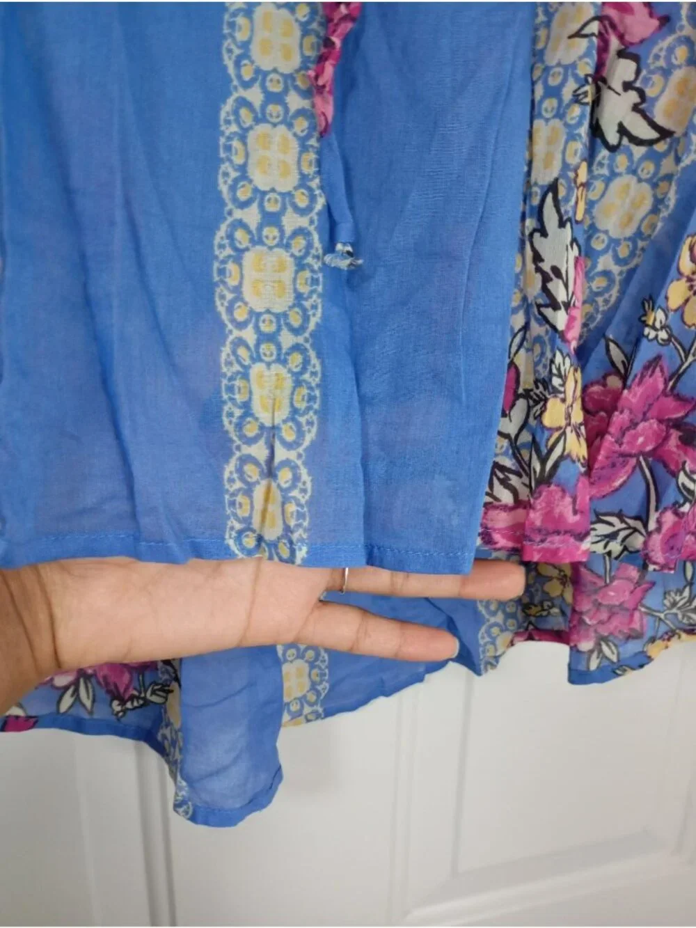 Free People Floral Boho Blouse Womens S 100% Cotton Lightweight & Flowing Design - Picture 9 of 11